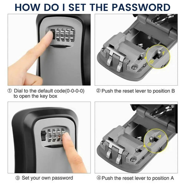 4 Digit Code Box Outdoor Password Key Box Extended Key Storage Waterproof Key