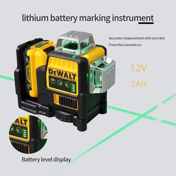 2025  DW089LG 12 Lines 3 Sides*360 Degree Vertical 12V Lithium Battery Laser Level Horizontal