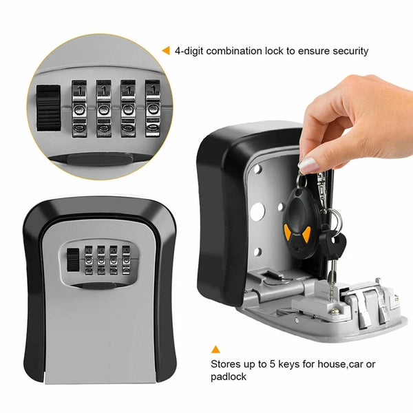 4 Digit Code Box Outdoor Password Key Box Extended Key Storage Waterproof Key